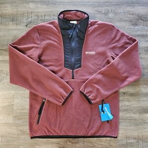 Columbia Men's Sequoia Grove Half Zip Fleece - Spice Red / Maroon & Black
